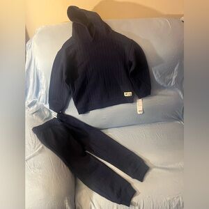 Kids Carter’s Navy Ribbed Hoodie and Jogger Set